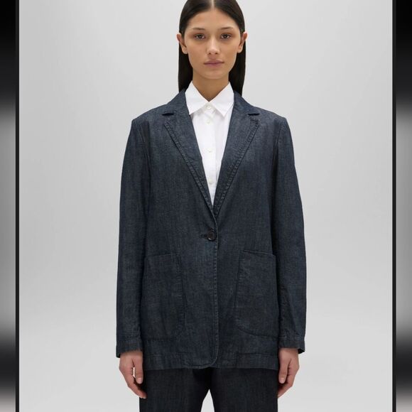 HOPE STHLM Stockholm 💯 Cotton Made In Italy Oversized Denim Blazer Jacket  S - Picture 16 of 16